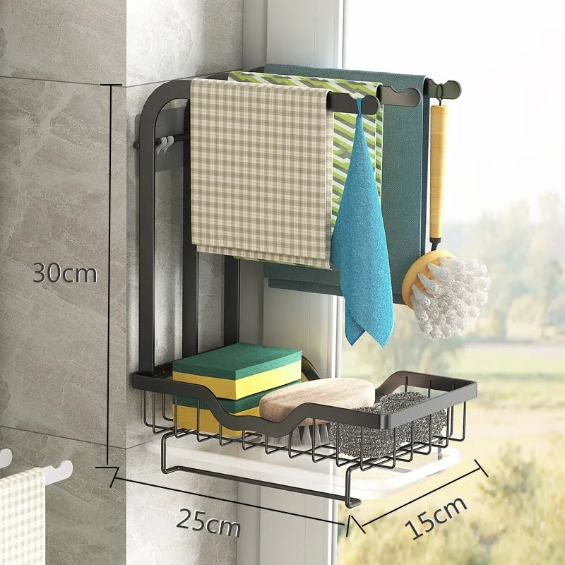 White foldable plastic kitchen storage rack for drying cloths, shown in new Chinese style.