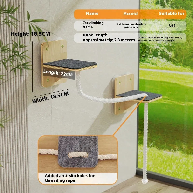 Sisal-covered cat climbing frame with space capsule design and suspended attachment options