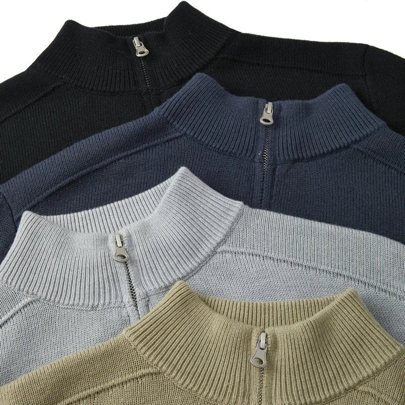 Men's thickened wool casual sweater in slim fit, shown in one of six available colours.