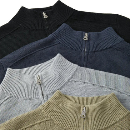 Men's thickened wool casual sweater in slim fit, shown in one of six available colours.