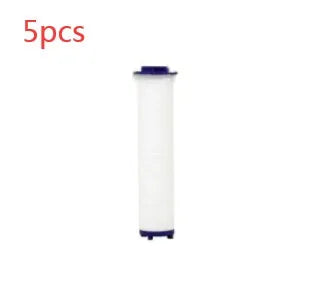 Chrome-finished ABS plastic water-saving shower head with a round, rotating spray head.