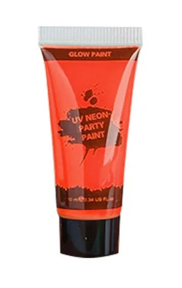 25ml tube of neon face paint in bright colours, showing non-toxic, washable gouache for skin art
