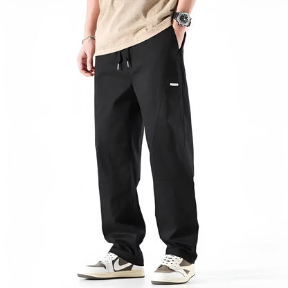 Wide-leg cotton trousers in milky white with antibacterial function and pants-mouth design