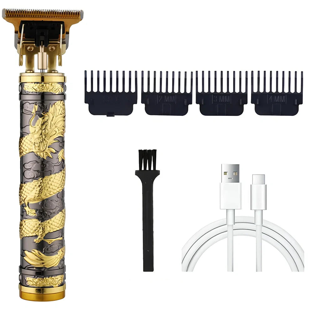 Carved electric hair clipper with retro oil head design in professional white colour with copper core motor