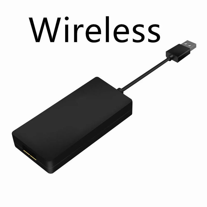 Android car navigation module with Apple CarPlay functionality connects via USB cable and provides mobile phone integration for vehicle entertainment systems, available in black or white with optional logo and wireless version
