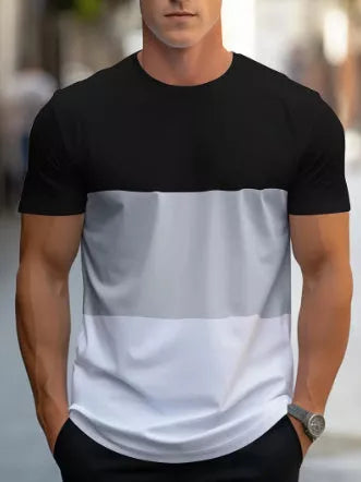 Men's outdoor sports and leisure short sleeve suit in cotton blend, available in multiple colors and sizes