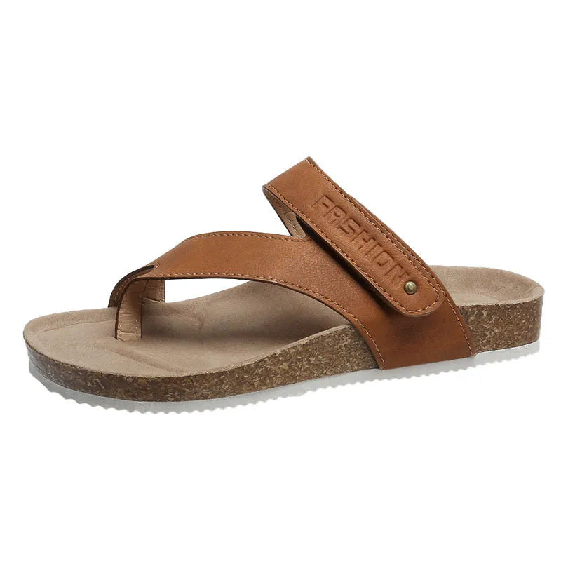 Flat toe ring thick-soled flip-flops in blue colour with foam sole and artificial PU upper