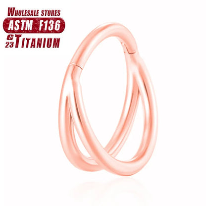 Titanium alloy fork nose ring with diamond treatment in silver finish, showing 1.2mm diameter and fork design
