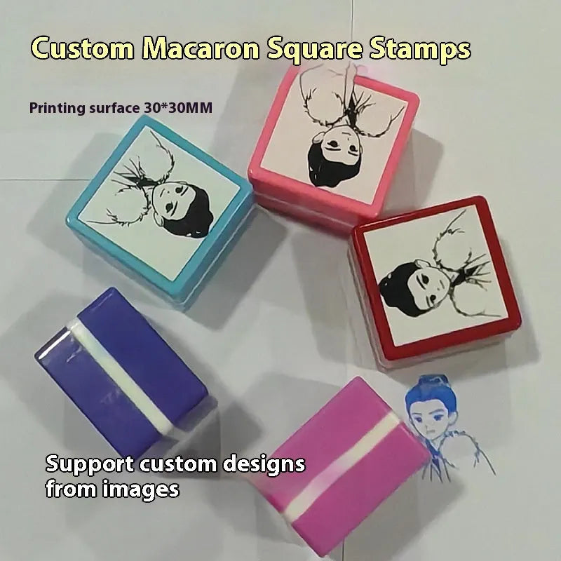 Square Plastic Sealed Shell for Hand Account Decoration, Cartoon Pet Seal Shell with Beige Black Edge, Transparent Black Edge, Red, Orange, Pink, Green, Purple, Yellow and Blue Colour Options