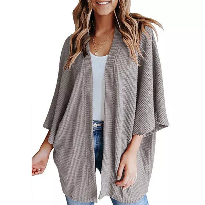 Bat Sleeve Waffle Gerson Women's Cardigan in various colors and sizes
