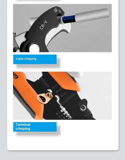 Fully automatic wire stripping pliers tool with high carbon steel blades for electrical work