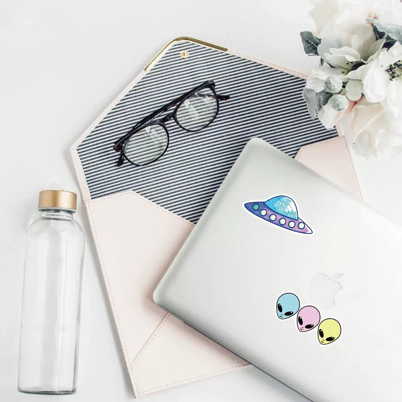 Set of 50 aliens vinyl stickers for skateboard, laptop, and trolley customization