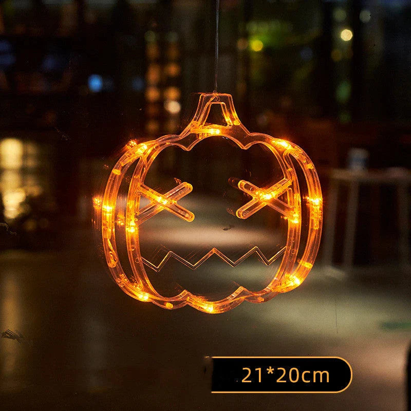 Spooktacular Halloween Hanging LED Lights with spiders, pumpkins, and ghostly figures for a haunting holiday ambiance