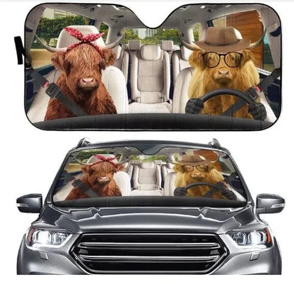 Telescopic aluminium foil car sun visor extended on a car windscreen