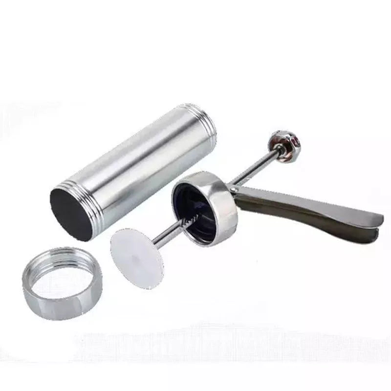 Stainless steel cookie press gun with multiple discs for baking and icing