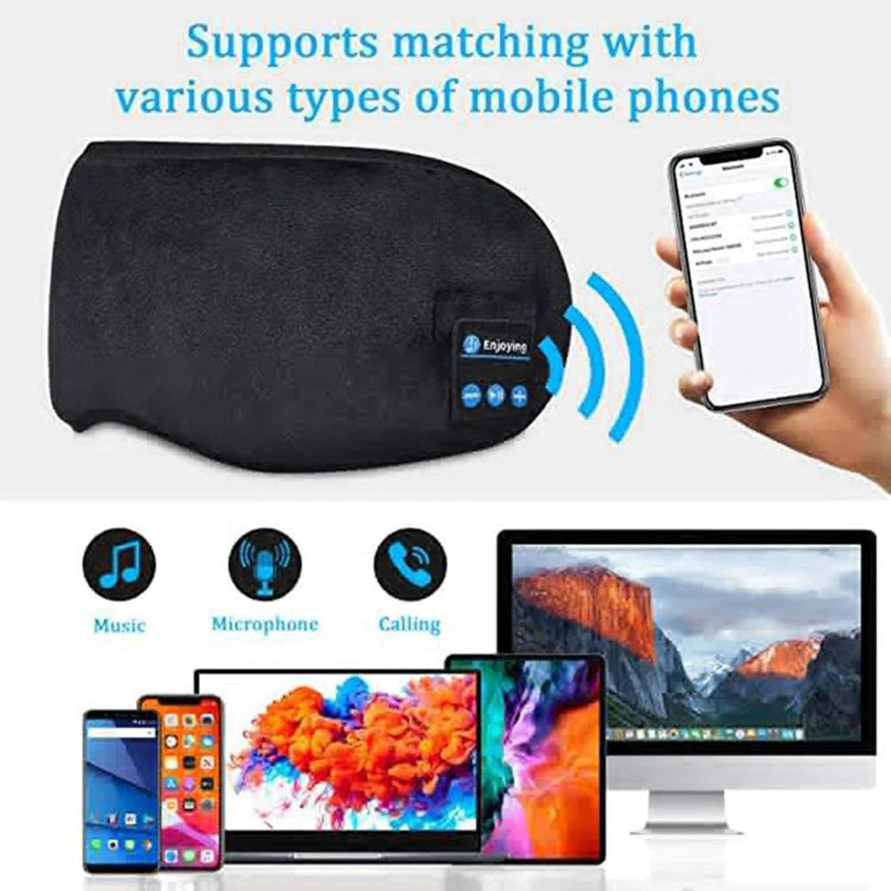 Wireless Bluetooth 5.0 Sleep Headphones with Plush Sleep Mask and Music Player