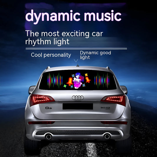 90cm by 25cm car voice control rhythm light with electroluminescent panel showing music-synchronised patterns