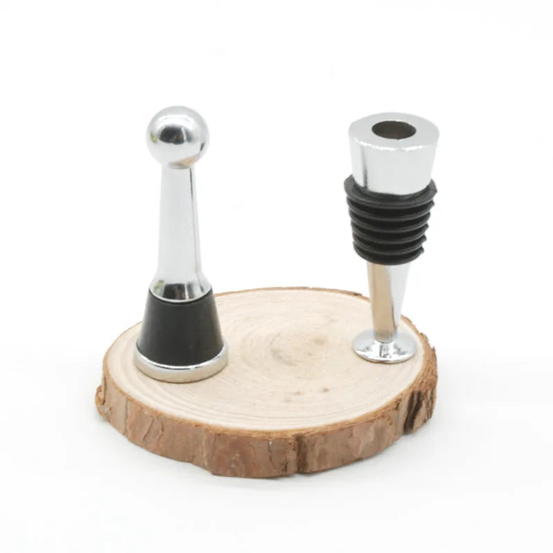 Silver M8/M10 threaded zinc alloy wine stopper with silicone seal for bottle preservation