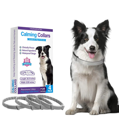 Four 62cm dog anxiety collars with monochrome patterns and TPR material in Chinese style designs