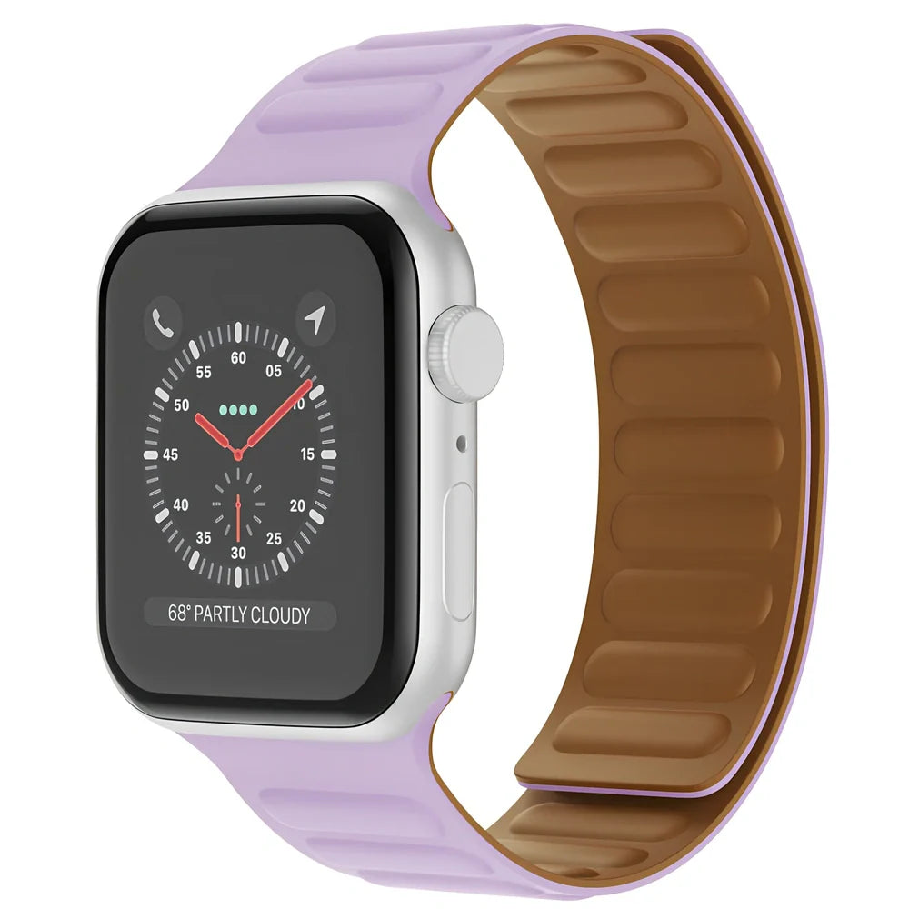 45g silicone magnetic watch strap in multiple colours showing magnetic closure mechanism