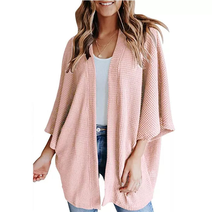 Bat Sleeve Waffle Gerson Women's Cardigan in various colors and sizes