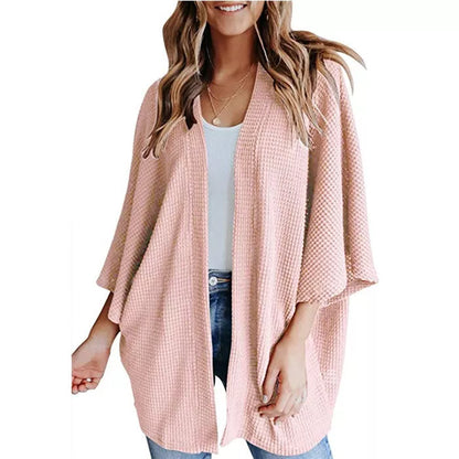 Bat Sleeve Waffle Gerson Women's Cardigan in various colors and sizes
