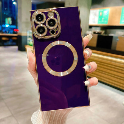 Electroplating square magnetic TPU phone case in solid colour for iPhone 11, 12 Pro Max, 13 Pro Max and 14 Pro Max