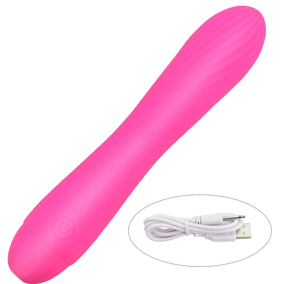 Pink USB-rechargeable silicone personal device with matching box packaging