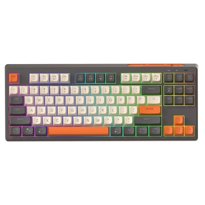 Wolf M87 wireless Bluetooth dual-mode mechanical feeling keyboard in blueberry colour on a desk
