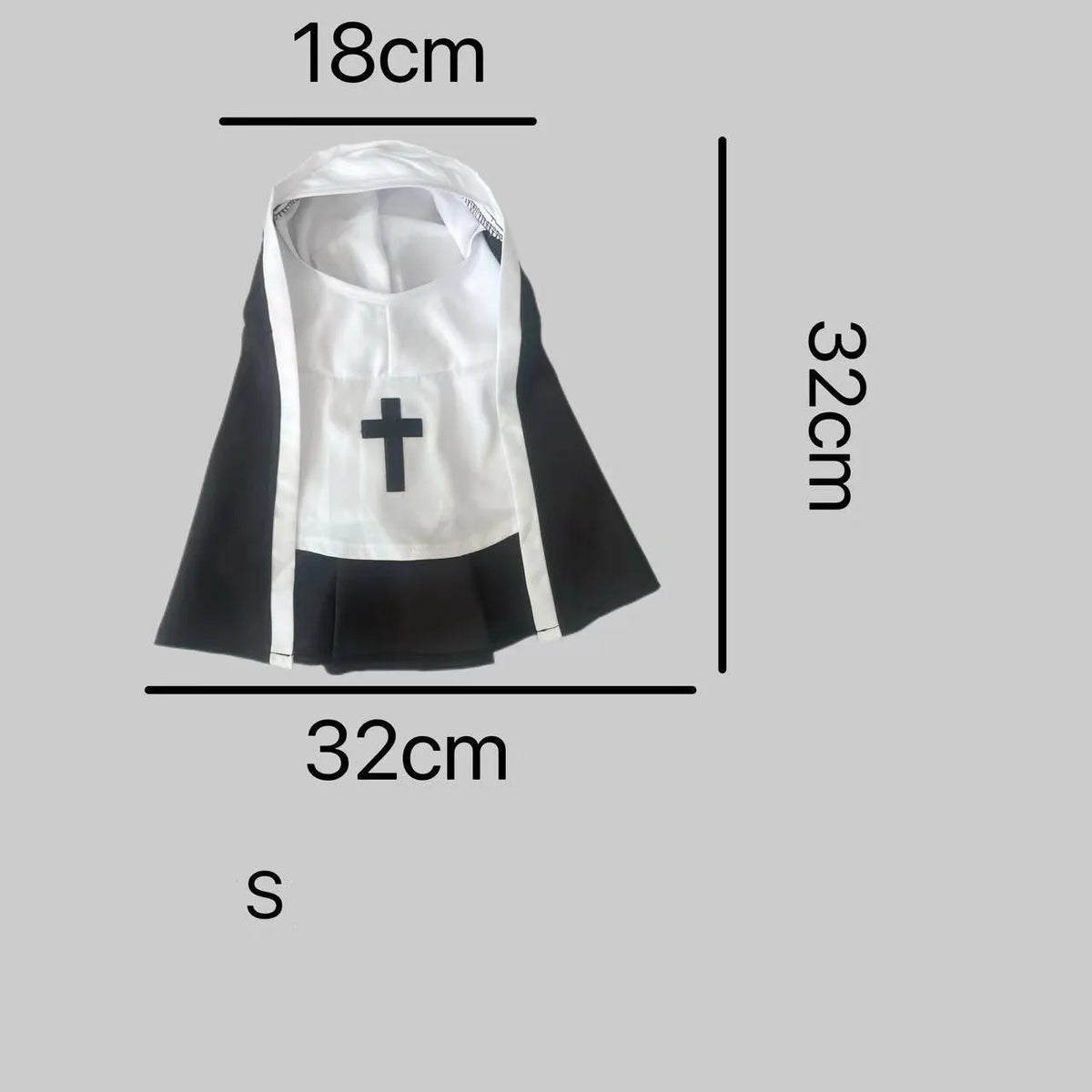Black and white nun costume for small to medium dogs with pullover cloak design