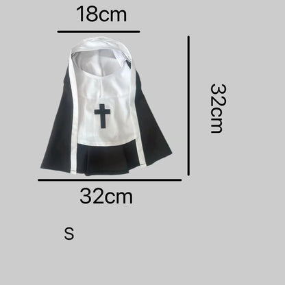 Black and white nun costume for small to medium dogs with pullover cloak design