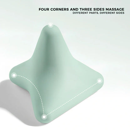 Grey silicone triangular massage cone with four corners for back, neck, scapula and psoas muscle release