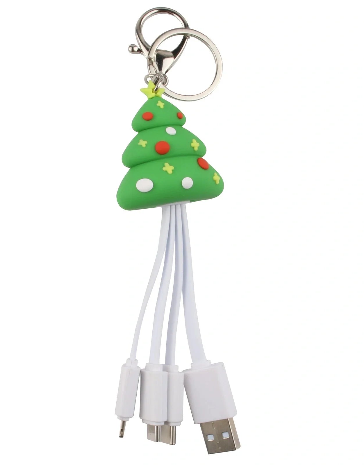 Christmas data cable with reindeer design showing 55mm length and four charging ports