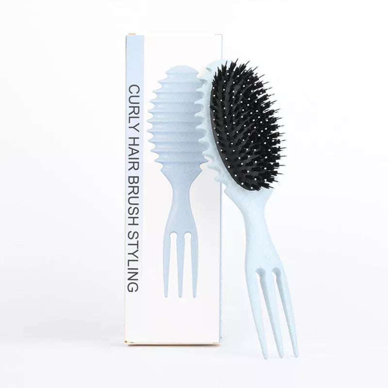 3-in-1 curl defining hair brush set with boar bristle comb and detangling brush
