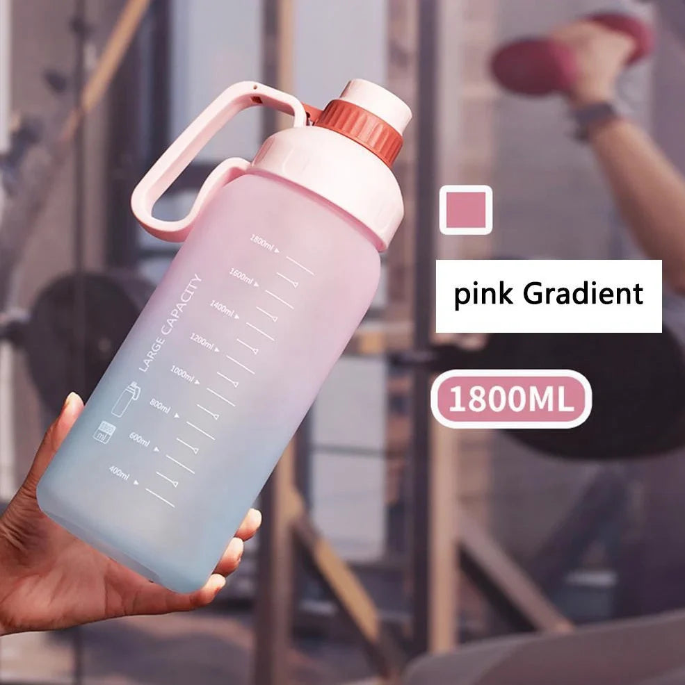 Gradient colour sports water bottle with 1.1L-2L capacity options