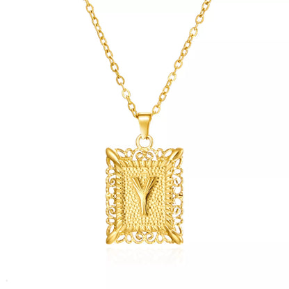 Personalized initial letter necklace in gold or steel, featuring any letter from A to Z