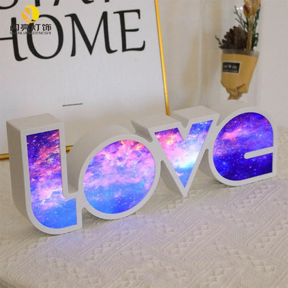 LED LOVE Light with rainbow-style lampshade for Valentine's Day and wedding decor