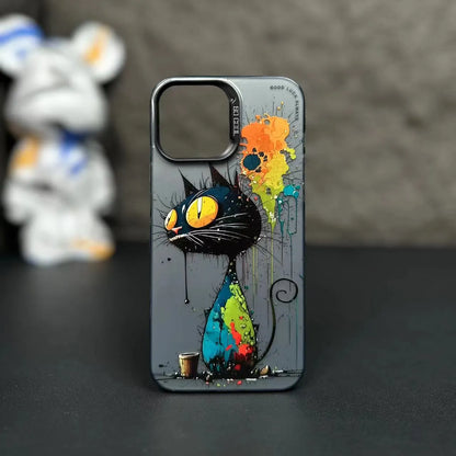 Personalized frosted PC phone case with cartoon panda and pig design for Apple iPhone, anti-fall hard shell