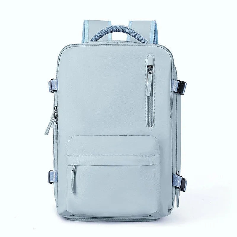 Large capacity waterproof mummy backpack in mint green colour with nylon material and 30-litre storage