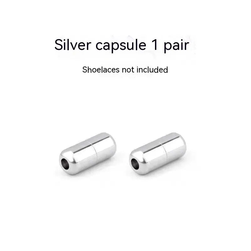 6mm metal capsule shoelace buckle pair in 15 colours including black, white, pink, red, gold, and copper finishes