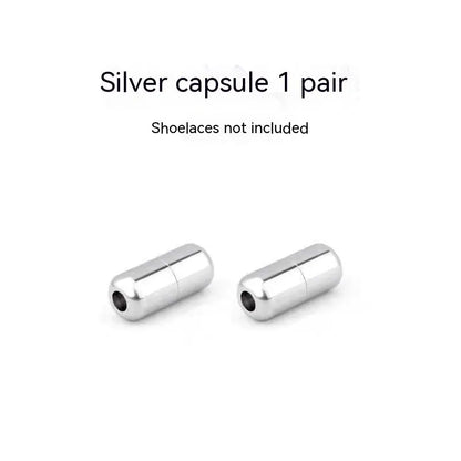 6mm metal capsule shoelace buckle pair in 15 colours including black, white, pink, red, gold, and copper finishes