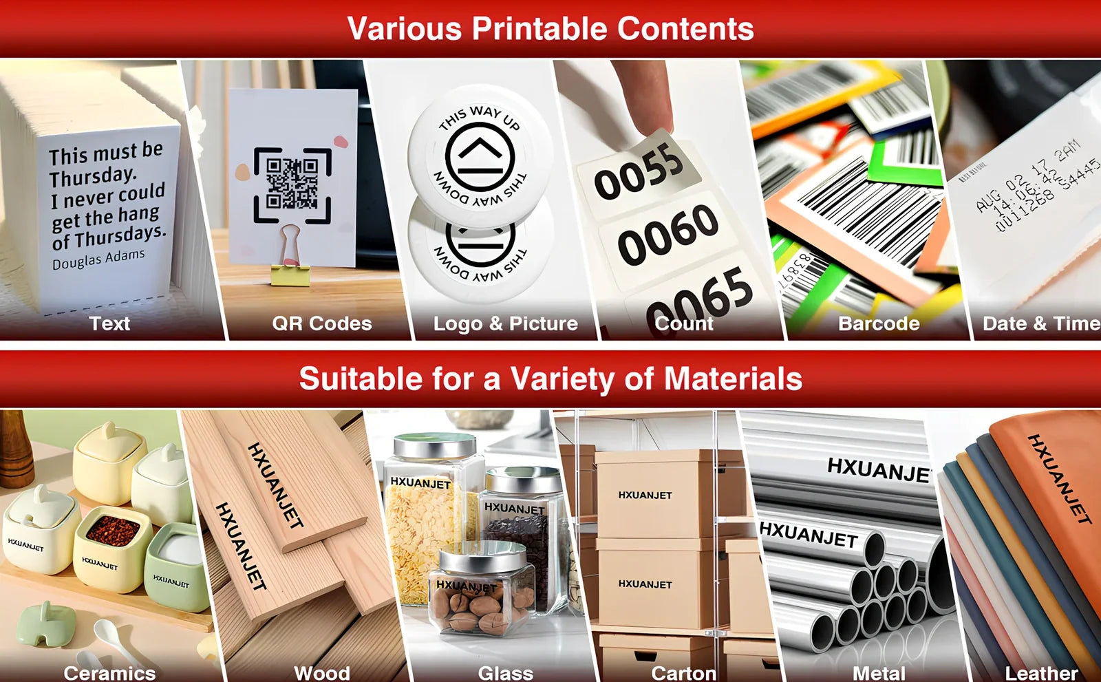 Black handheld code-spraying machine with 4.3-inch touch screen displaying marking interface