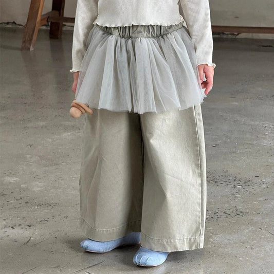 Distressed mesh straight-leg trousers with hair band belt and mid-waist design in cotton fabric
