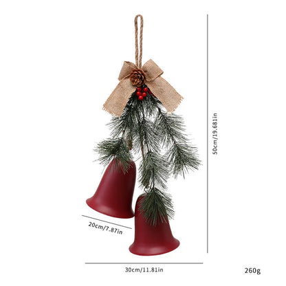 Velvet bow bell pendant in red or gold, 50 x 30 x 20cm, metal plastic fabric layout prop