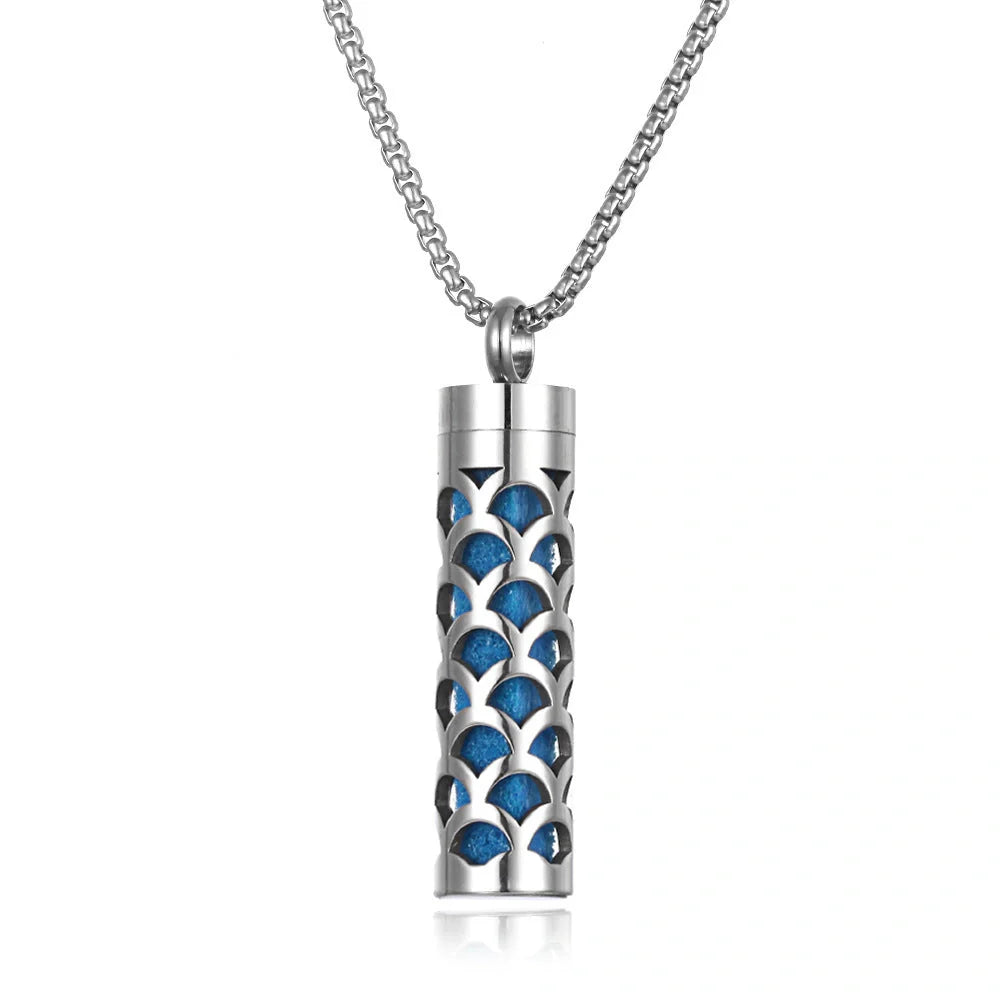 Titanium steel aromatherapy pendant with essential oil diffuser in various color options