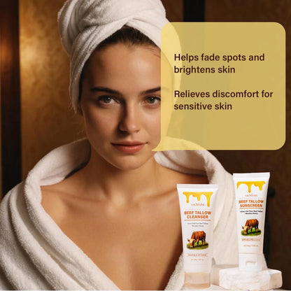 Butter honey seven-piece skincare set with facial cleanser, face cream, lipstick, protective cream, body lotion, facial scrub and beef fat