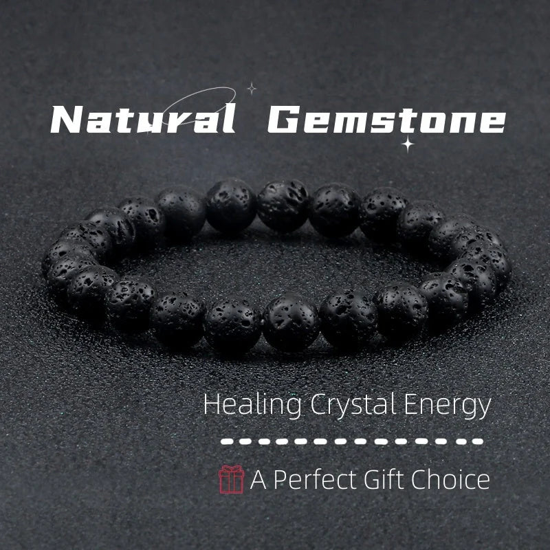 Natural volcanic stone beads bracelet with aromatherapy diffuser in various colors and sizes