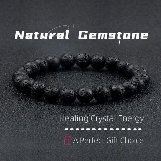 Natural volcanic stone beads bracelet with aromatherapy diffuser in various colors and sizes