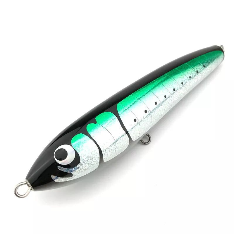 Handmade wood fishing lure for sea and boat fishing with realistic bionic design