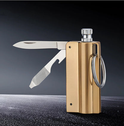 Waterproof key ring lighter with alloy body and wire drawing finish measuring 6cm length